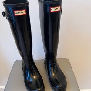 Hunter Glossy Black Tall Boots